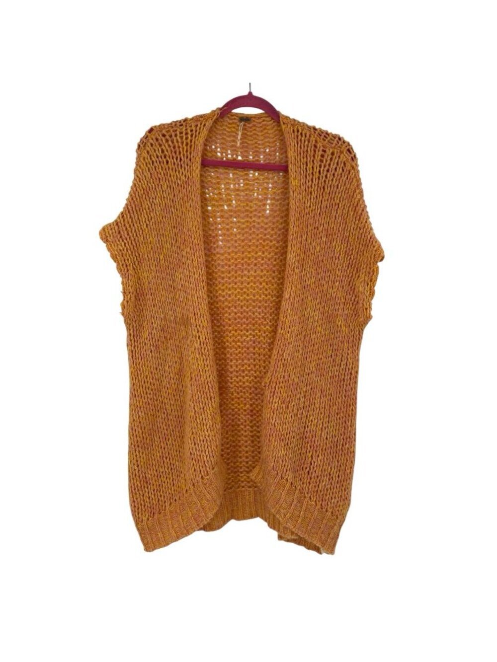 Free People M Orange Oversized Knit Alpaca Open Front Cardigan SEE DESCRIPTION